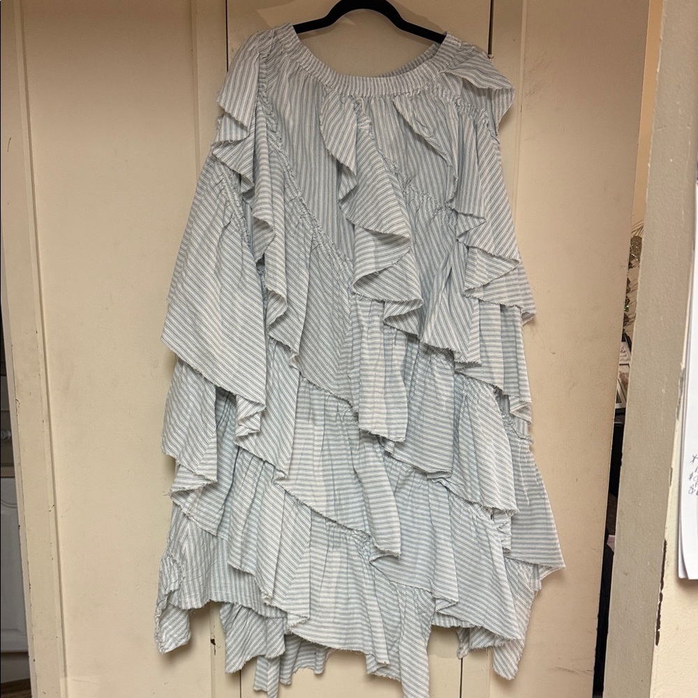Free People Blue and White Striped Skirt